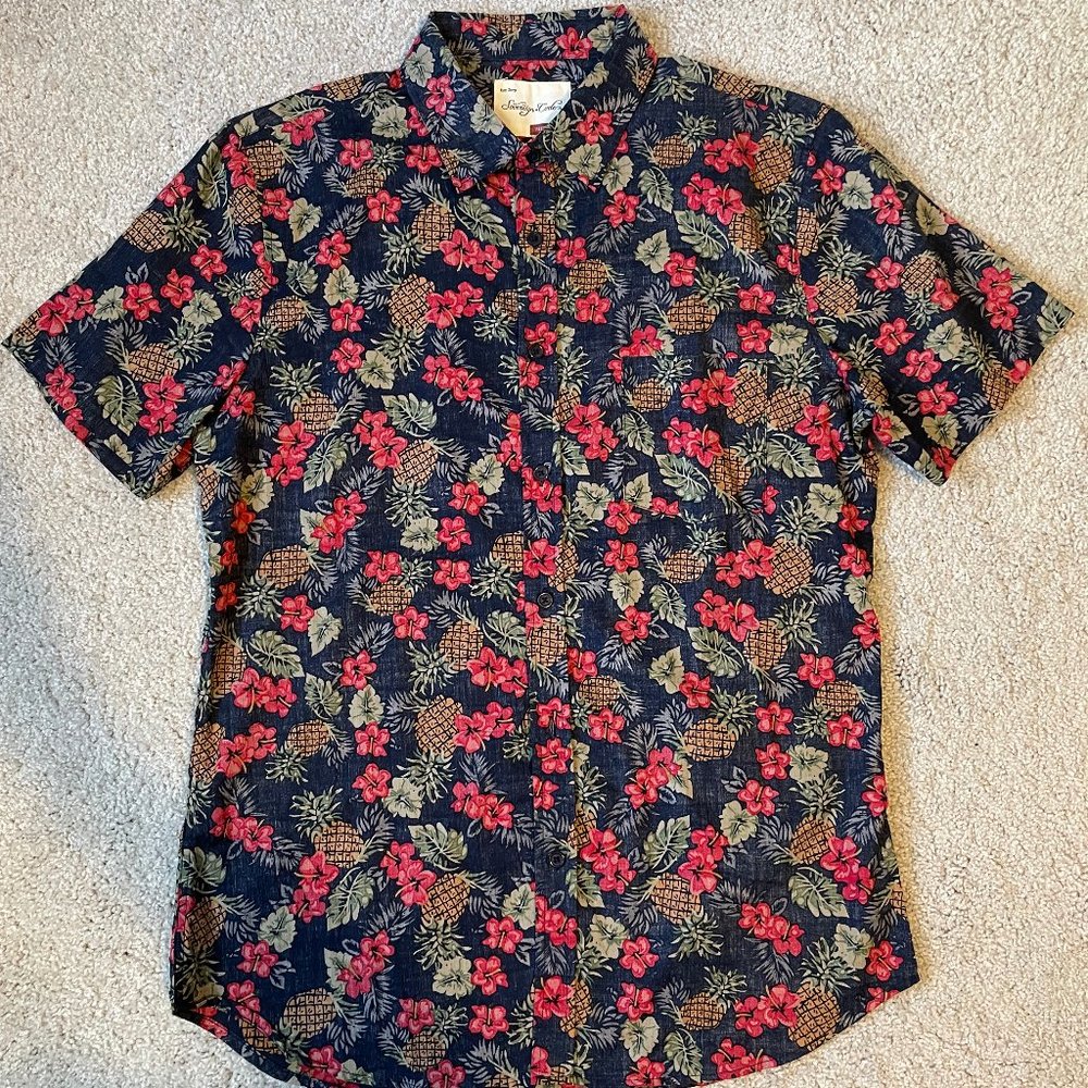 Mens Soverign Code Short Sleeve Dress Shirt Size Medium  Hawaiian Print